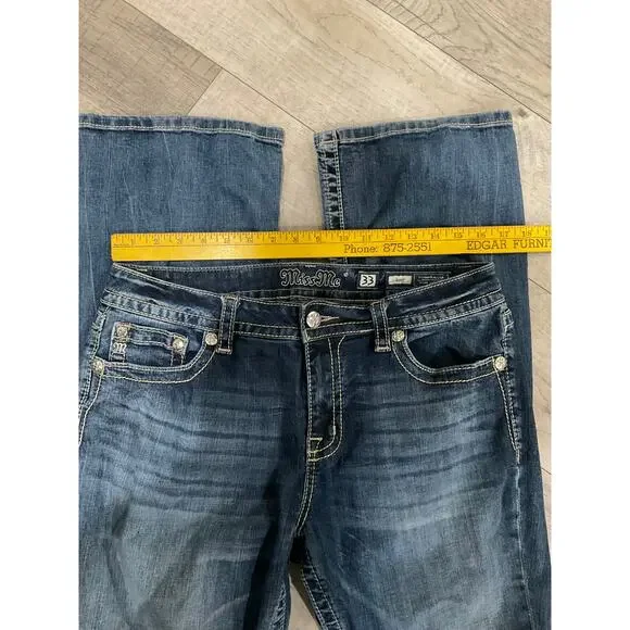Miss Me boot cut 33 waist jeweled jeans perfect condition - Picture 4 of 13